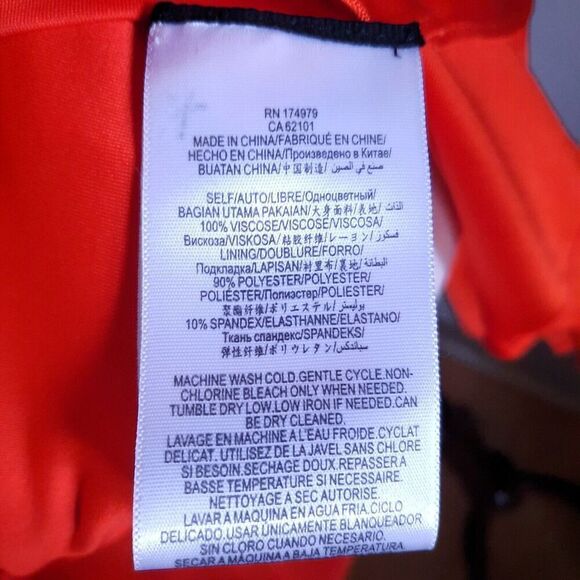 BCBG Max Azria Asymmetrical Bodycon Cutout Dress Red-Orange Shimmer Size XXS - Picture 14 of 16